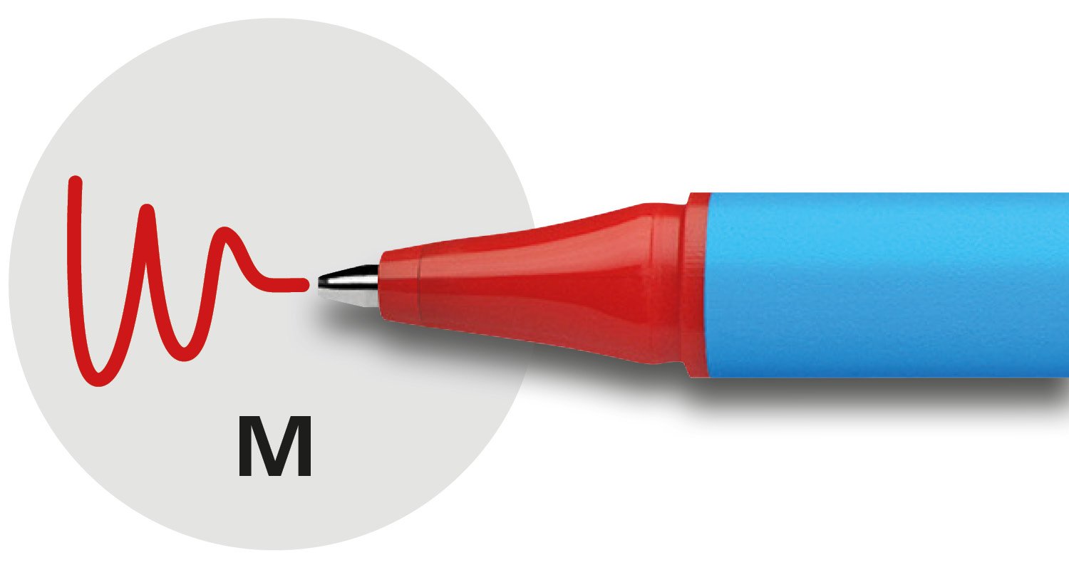 Schneider Slider Edge Ballpoint Pens with Cap Model M Pack of 10 / Cyan and Red Barrel / Red Ink - Image 4