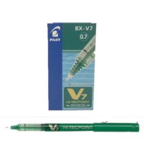 Pilot V7 Hi-Tecpoint Rollerball Pen, 0.7 mm Tip - Green, Box of 12
