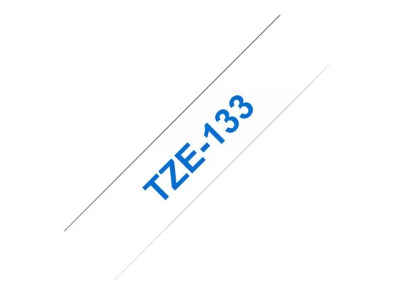 Brother TZe-133 Labelling Tape Cassette, 12 mm (W) x 8 m (L), Laminated, Brother Genuine Supplies - Blue on Clear - Image 2