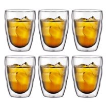 Bodum PILATUS Glass Set (Double-Walled, Isolated, Dishwasher Safe, 0.25 L/8 oz) - Pack of 6, Transparent
