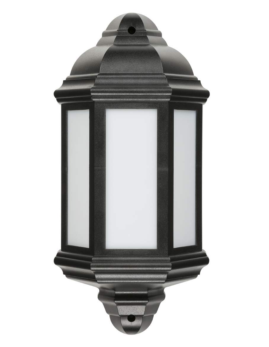 Knightsbridge LED Half Wall Lantern, Polycarbonate, 8 W, Black