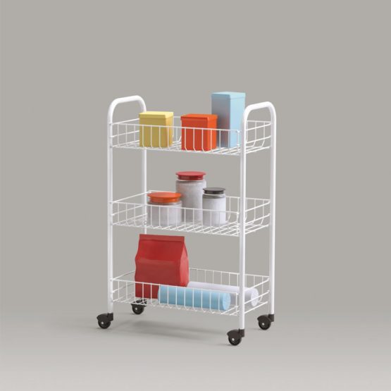 Metaltex 340633 Service Trolley Siena with 3 Stages, Metal, White, 23 x 41 x 63 cm - Image 3