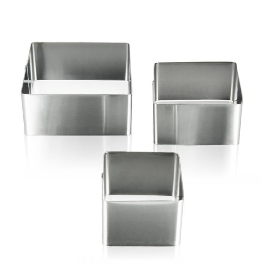 Metaltex Square Cooking Moulds, Set of 3, Stainless Steel, 6/8/10 cm