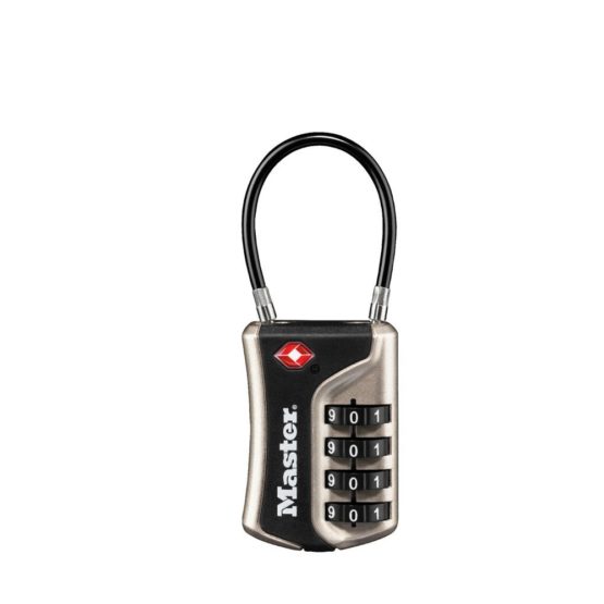 Master Lock 4697EURDNKL Combination Travel Padlock TSA Certified, Nickel, 9,3 x 3,6 x 1,5 cm