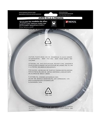 Braisogona - Silicon seal for Braisogona and Monix 4 litre, 6 litre and 7 litre pressure cookers, Grey, 7 Litres