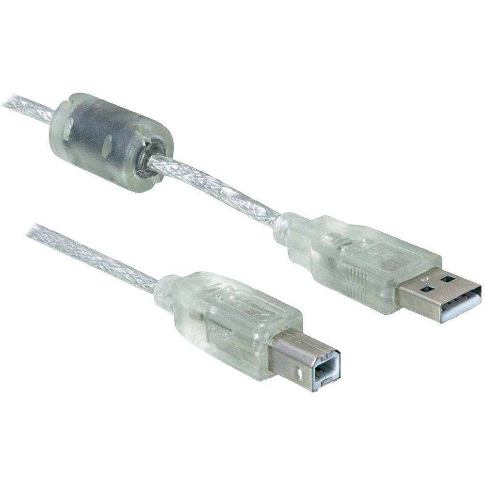 Delock KB000384 USB 2.0 Type-A Male to USB 2.0 Type-B Male Cable, Transparent, grey, 0.5 Meters
