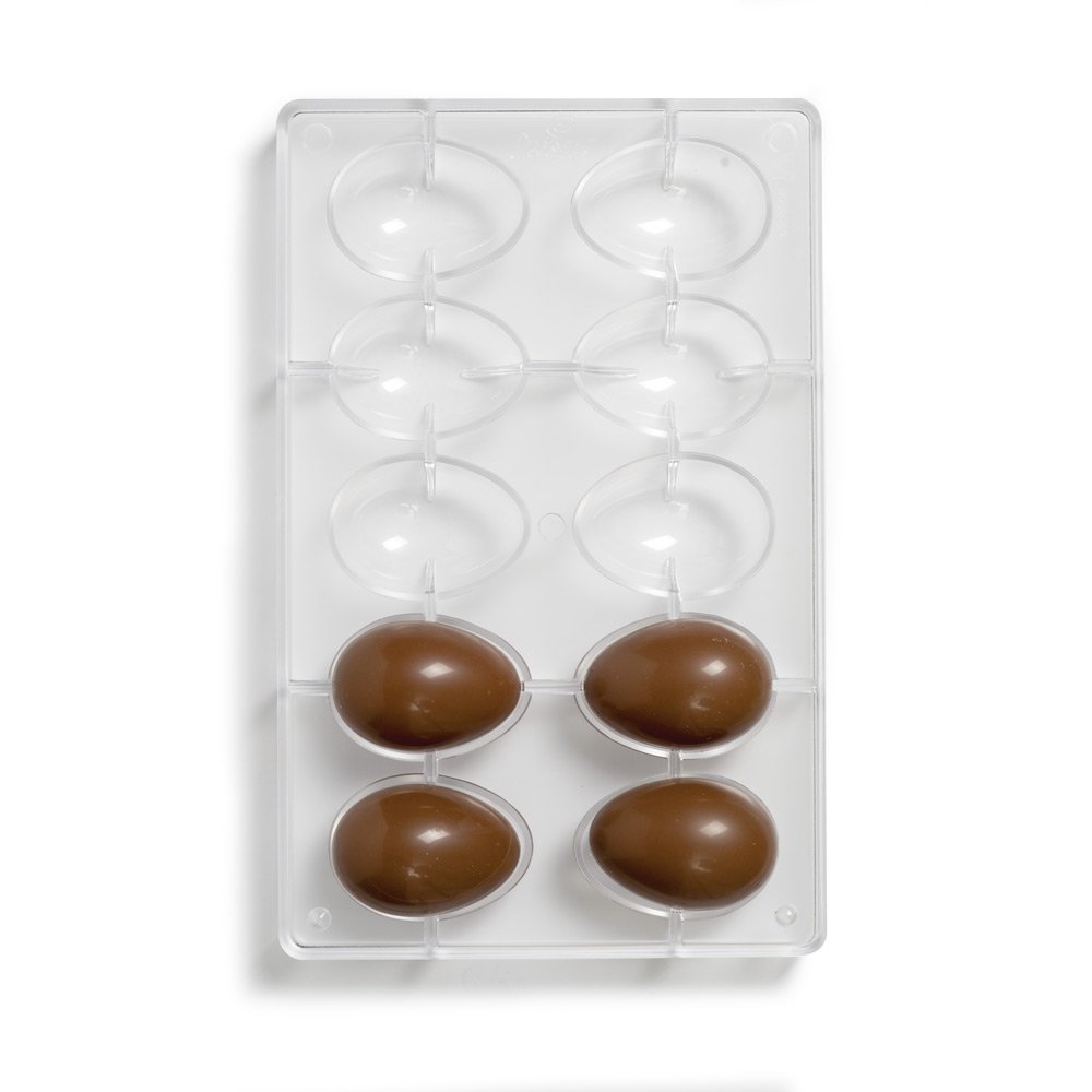 Decora 50050 Egg Polycarbonate Mould with 10 Cavities, 27.5 x 17.5 x 3.5 cm, Transparent