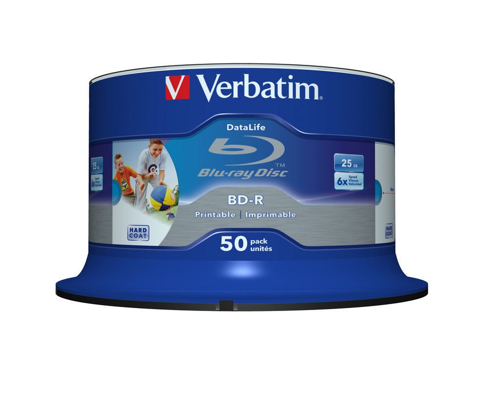 Verbatim BD-R SL Datalife - Blu-ray Disc 25 GB, 6x Burning Speed, Large Printable Area, Scratch Protection, 50-Pack Spindle - Image 2