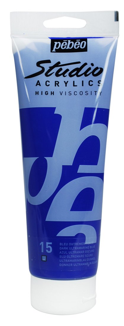Pébéo - Studio Acrylics Fine Acrylic - Acrylic Paint - Blue Acrylic - Dark Ultremarine Blue, 250 ml, 250 ml (Pack of 1)