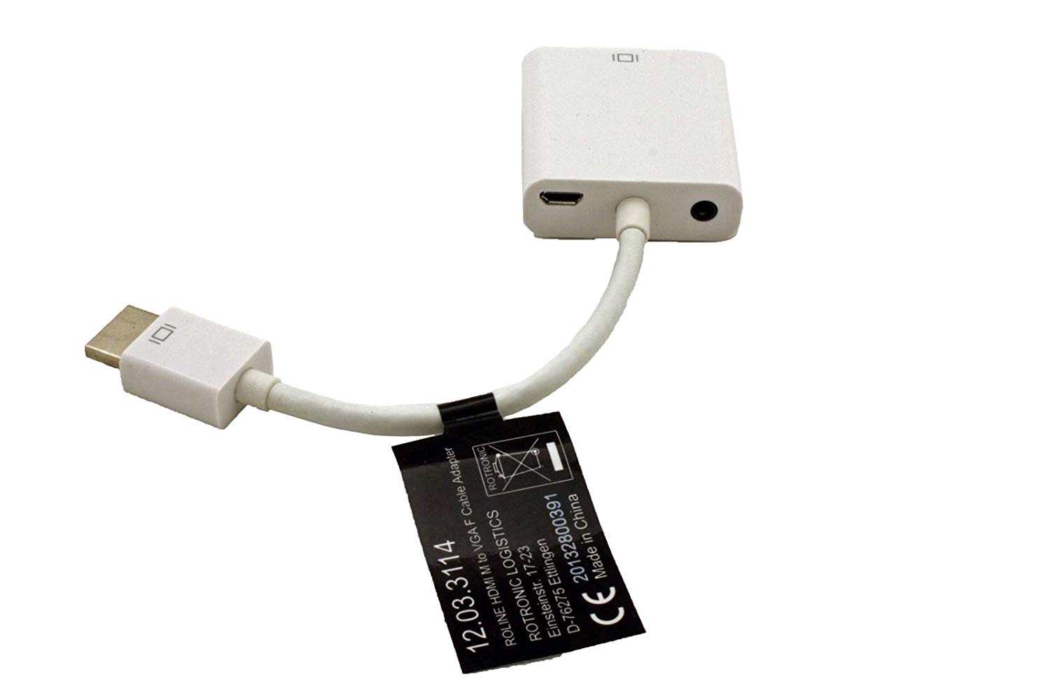 Roline 0.15m HDMI to VGA Adapter Cable, White - Image 3