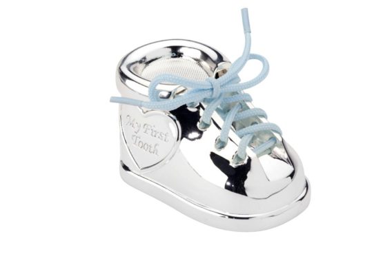 Zilverstad 7276261 Shoe Shaped Baby's First Curl and Tooth Boxes 6 x 3.5 x 3.7 cm Silver Plated Pink and Blue - Image 2
