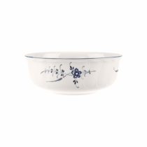 Villeroy & Boch Old Lu x Embourg Round Bowl, 24 cm, Premium Porcelain, White/Blue