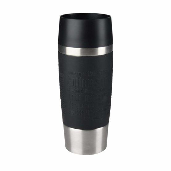Emsa Vacuum Travel Mug 12.2 fl . in black, Stainless Steel, 1 Count (Pack of 1)