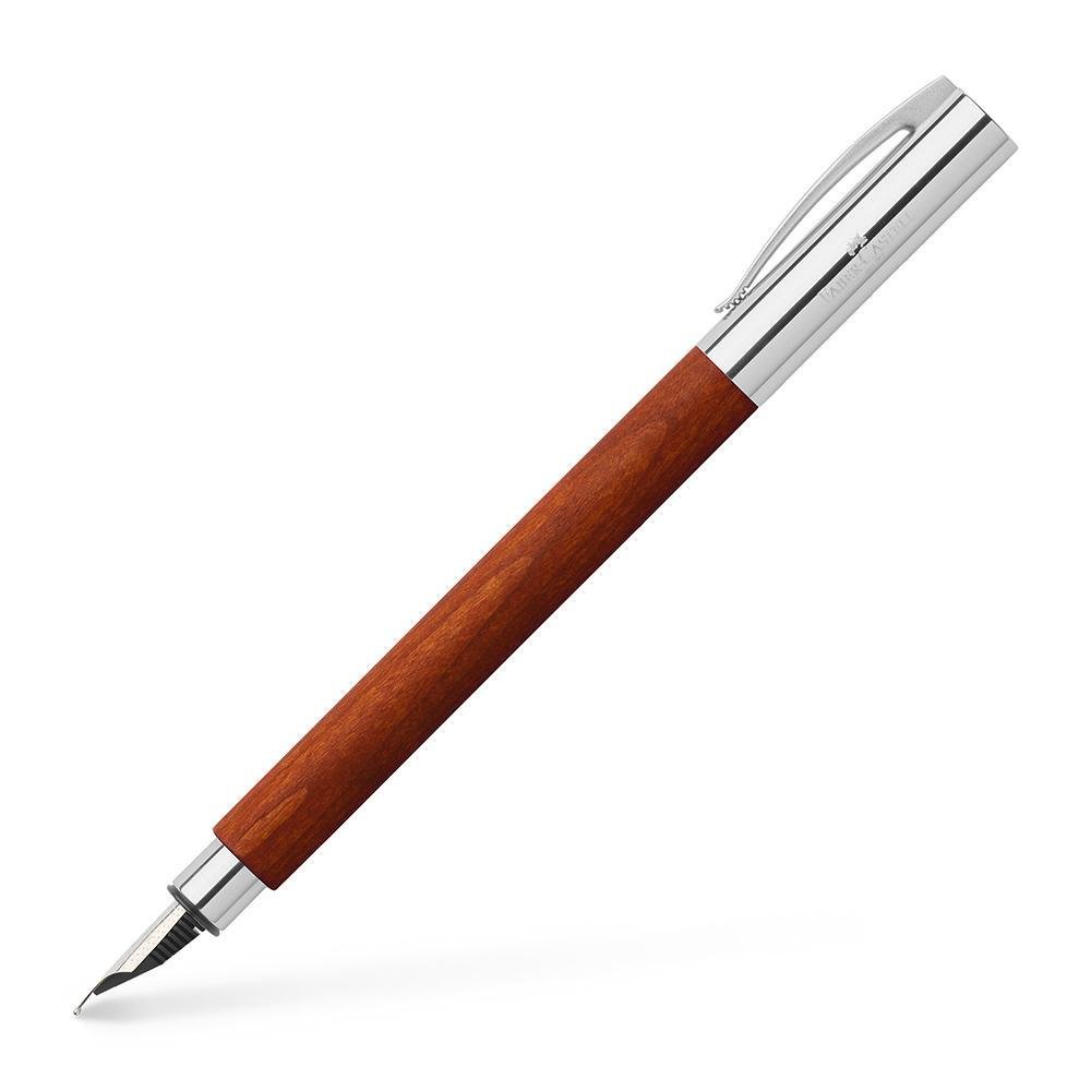 Faber-Castell Ambition 148182 Fountain Pen Pear Tree Nib Width EF Includes Gift Packaging and Converter, Brown,Silver,Black