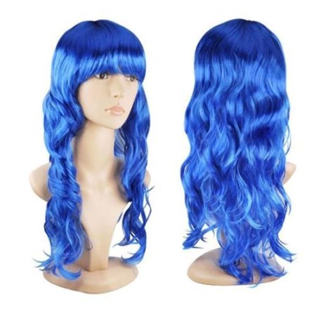 Matissa WOMEN'S LADIES LONG WAVY WIG FANCY DRESS COSPLAY WIGS POP PARTY COSTUME (Blue) - Image 2