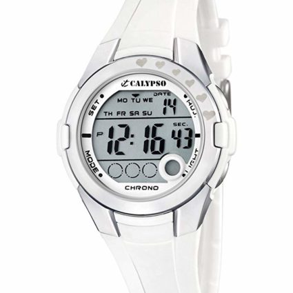 Calypso Girl's Digital Watch with LCD Dial Digital Display and White Plastic Strap K5571/1