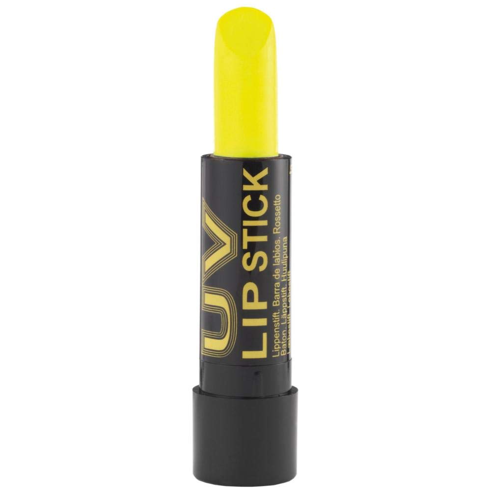 Neon Yellow UV reactive Lipstick, cosmetically certified formula made in the UK that glows under UV light