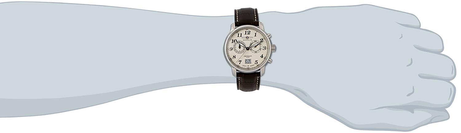 Zeppelin Count Mens Analogue Quartz Watch with Leather Bracelet 7684-5, Beige/Brown, standard size - Image 4