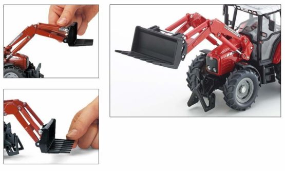 Siku B0009JJN32 Farmer Massey Ferguson with Front Loader Fork, Red - Image 4