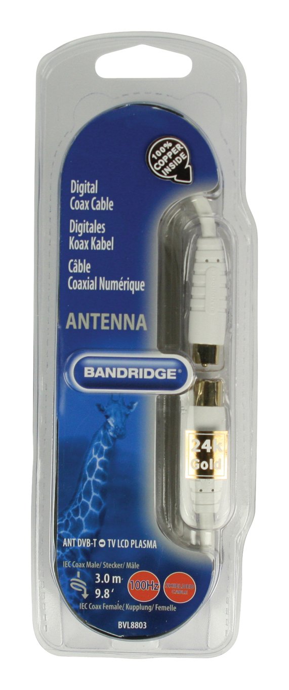 Bandridge 3m Digital IEC Coaxial Male to Female Video Cable for LCD/LED/Plasma TV's - White, 3 Meters - Image 2