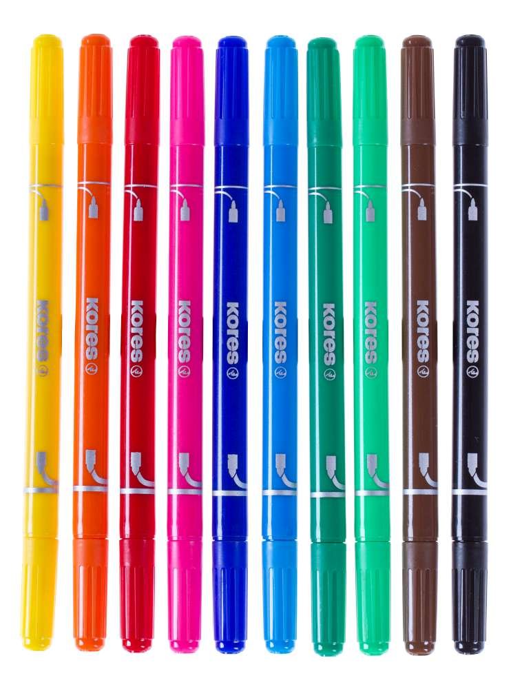 Kores Korellos 2in1 Fibre Felt Tip Pen, Double Ended, Box of 10 ...