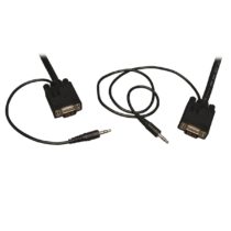 Tripp Lite VGA SVGA RGB Coax Monitor Cable High Resolution Audio HD15 3.5 mm M/M, 4.57 m (P504-015)