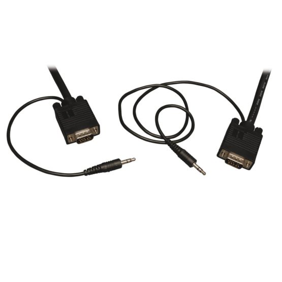 Tripp Lite VGA SVGA RGB Coax Monitor Cable High Resolution Audio HD15 3.5 mm M/M, 4.57 m (P504-015)