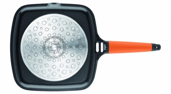 Fundix 27 x 27 cm Nonstick Cast Aluminium Induction Grill Pan with Removable Handle, Orange - Image 4