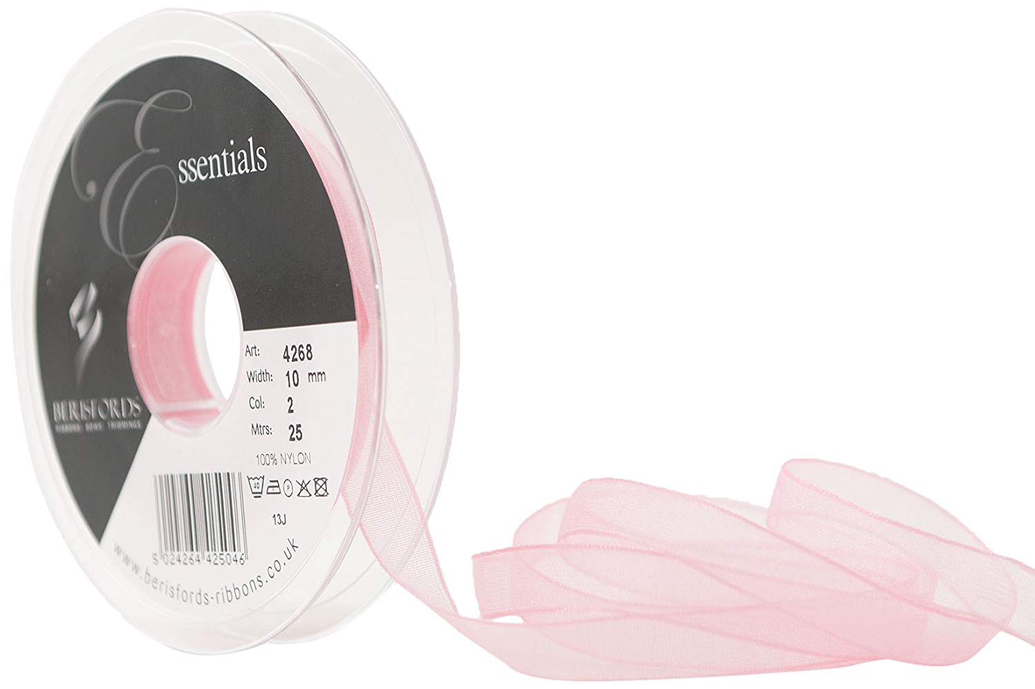 Berisfords 10 mm Super Sheer Ribbon, Pink