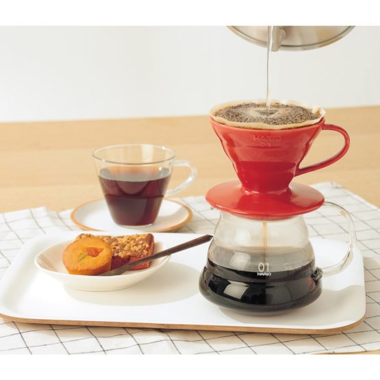 HARIO VDC-01R 1-Piece Ceramic Coffee Dripper, Red - Image 4