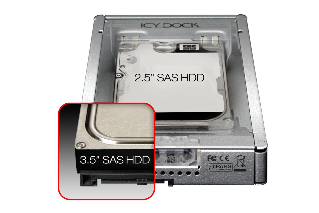 Icy Dock MB982IP-1S-1 2.5-inch to 3.5-inch Full Metal SAS HDD and SSD Converter, silver - Image 4