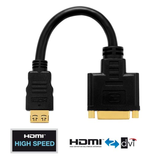 PureLink PI060 PureInstall Series HDMI/DVI Adaptor HDMI A Male to DVI-D (24+1-Pin) Female Certified High Speed 0.1 m - Image 2