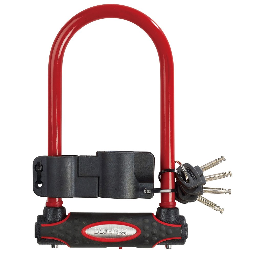Master Lock Heavy Duty Bike D Lock, Key, Universal Mounting Bracket, Certified Bike Lock, Police Approved
