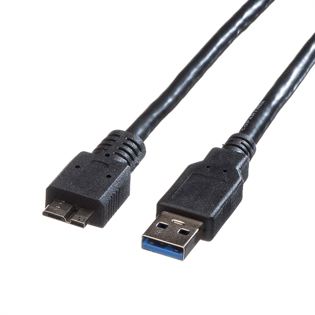 ROLINE USB 3.2 Gen 1 Cable, A ST - Micro B ST, Black, 3 m, 3m