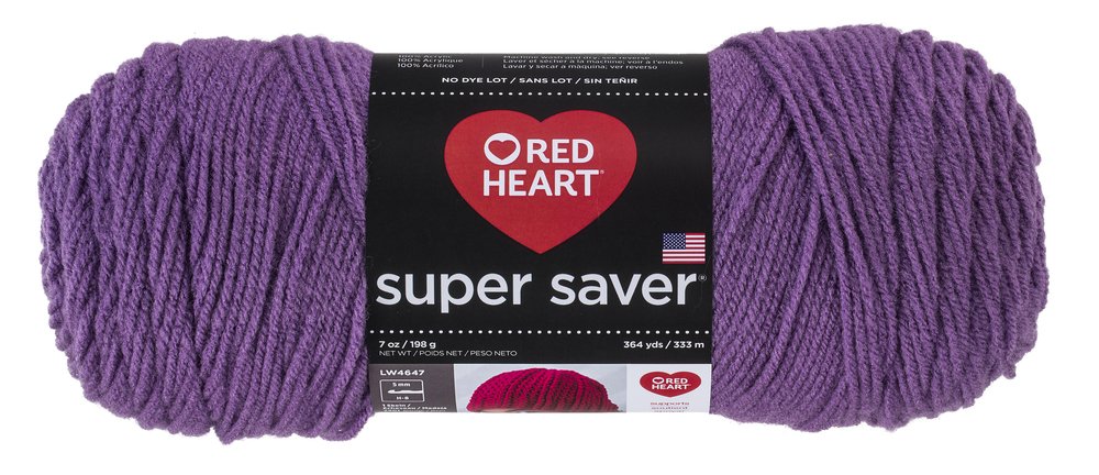 Red Heart Super Saver Yarn-Medium Purple, Acrylic, 11.67 x 27.4 x 11.67 cm (E300.0528), 364 yards