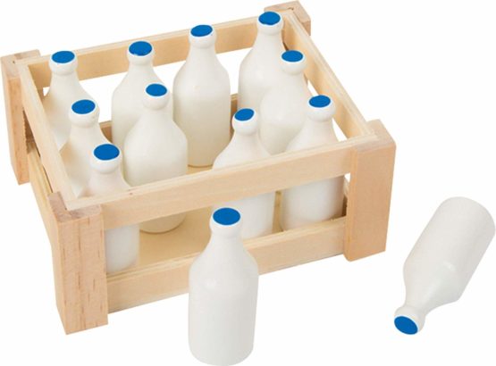 small foot 7062 wooden mini milk bottles, in a nostalgic wooden box, set of 12, from 3 years old - Image 2
