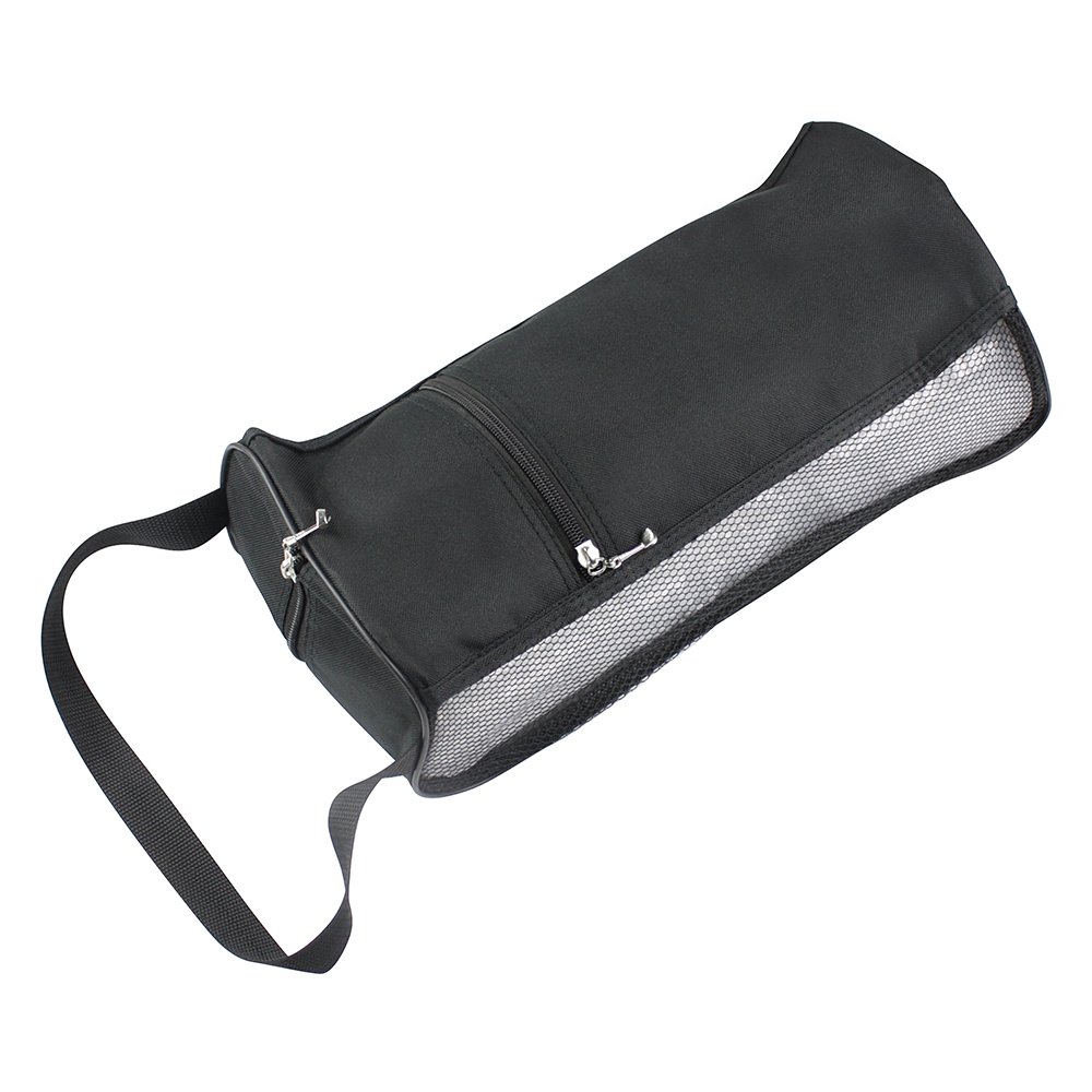 eBuyGB Large Golf Shoe Boot Bag with Mesh Panel and Golf Club Zipper Detail, Black - Image 2