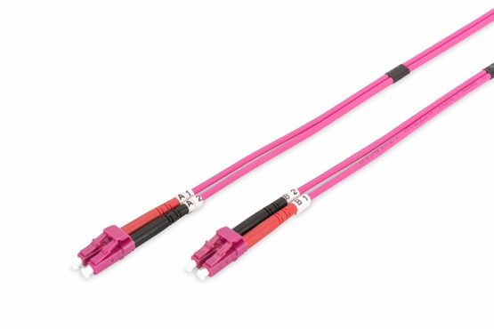 DIGITUS FO patch cable OM4-2 m LC to LC fiber optic cable - LSZH - Duplex Multimode 50/125µ - 10 GBit/s - Purple