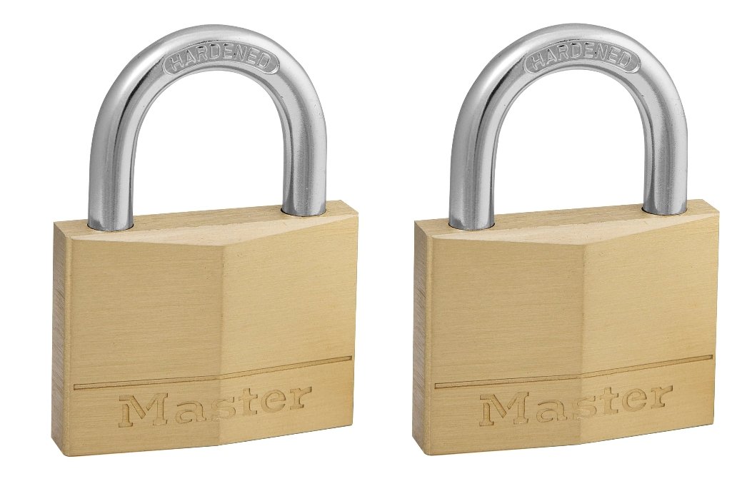 Master Lock 150EURT Pack of 2 Key Padlocks with Brass Body, Gold, 6,8 x 5 x 1,4 cm, 5 cm