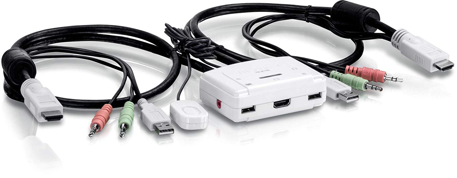 TRENDnet 2-Port HDMI KVM Switch, TK-215i, Control 2 Computers with One Set of Console Controls, Full HD 1080p