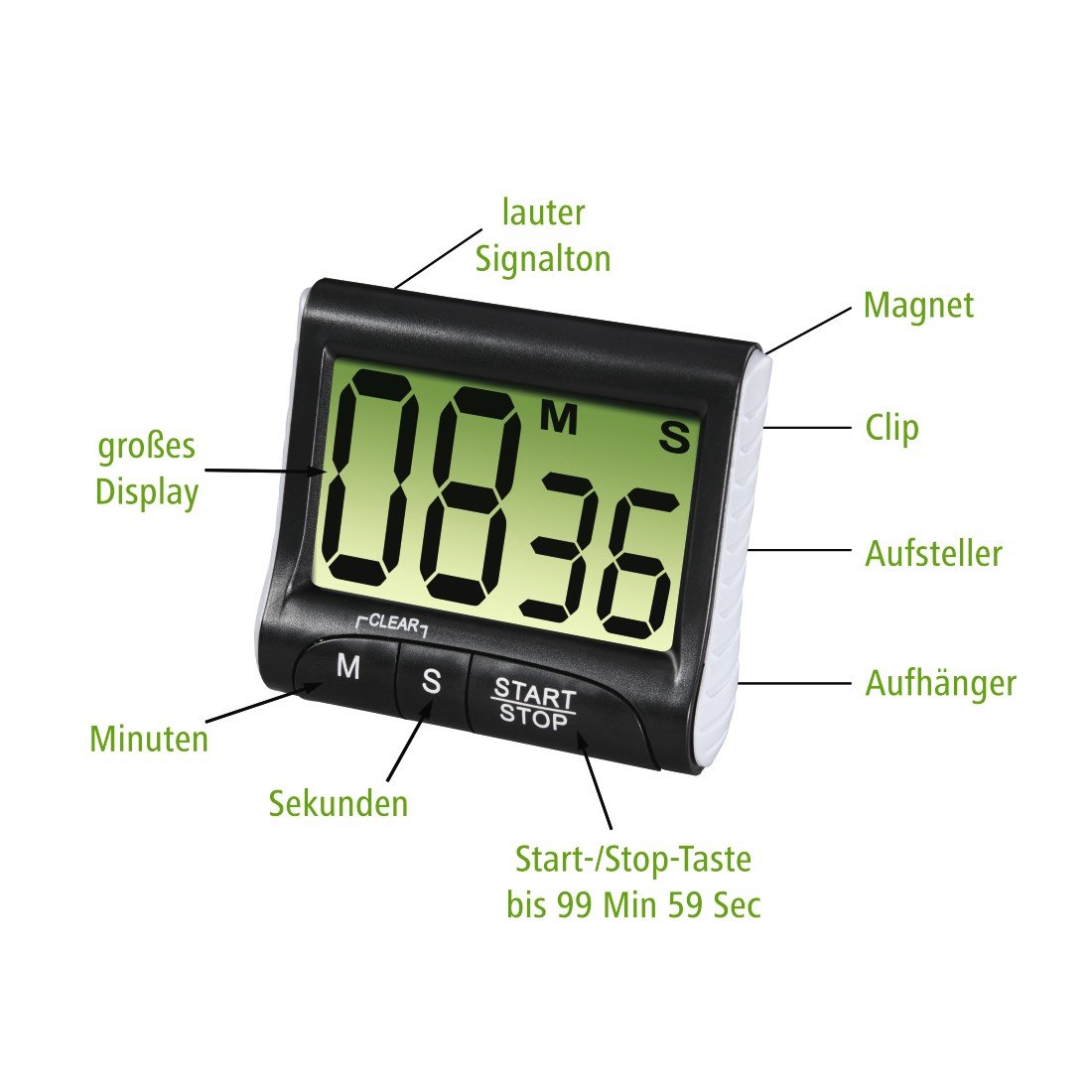 Xavax Digital Kitchen Timer, Black - Image 2