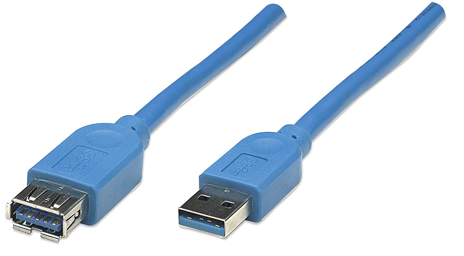 Manhattan USB-A to USB-A Extension Cable, 2m, Male to Female, Blue, 5 Gbps (USB 3.2 Gen1 aka USB 3.0)