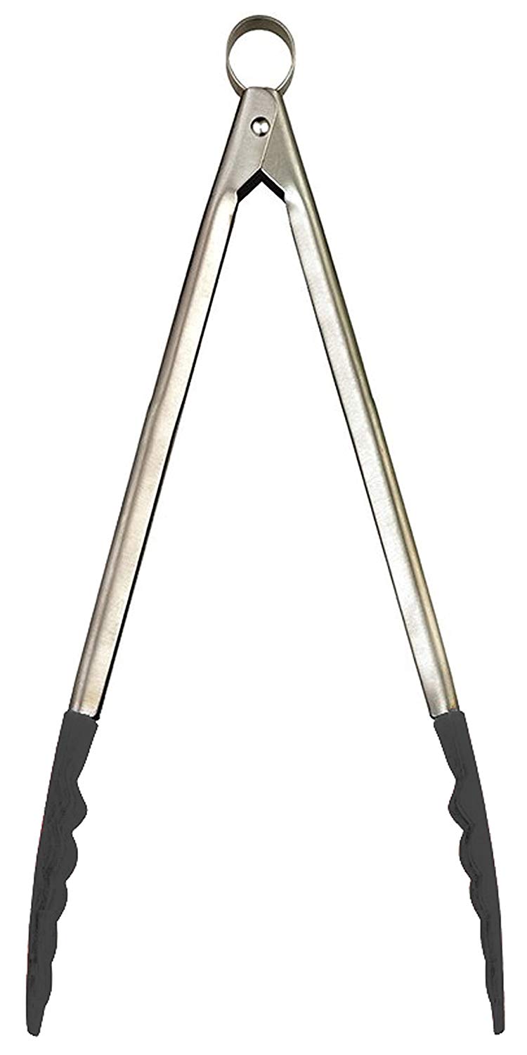 Cuisipro Commercial-Quality Lockable Stainless Steel Tongs with Heat-Resistant Silicone Tips for Cooking and Serving 24 cm / 9.5 inch - Image 2