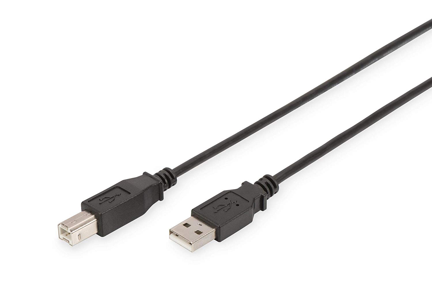 DIGITUS USB 2.0 cable - 1.8 m - USB A to Type B - 480 Mbps - connection cable for computers notebooks, hubs, printers - black