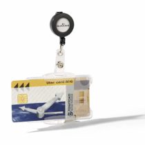 Durable 821919 Double Layer Card Sleeve for ID Cards with Retractable Reel Clip 54 x 85 mm Tape Length 80 cm Pack of 10