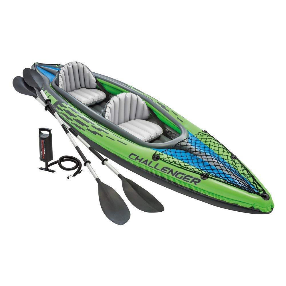 Intex Challenger K2 Kayak, Inflated size: 351cm x 76cm x 38cm (68306NP), 30" by 15" by 138", Green/Black