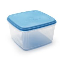 Addis 10L Square Lunchbox Food Container. Transparent With A Blue Lid, Clear and Blue, 10 litre