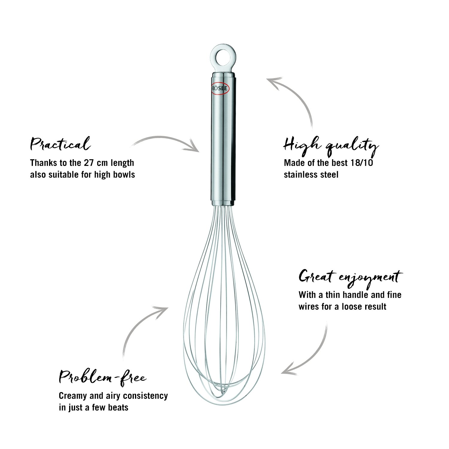Rösle RL95600 Kitchen Collection Stainless Steel Balloon Egg Whisk, Stainless, 10.6" - Image 2