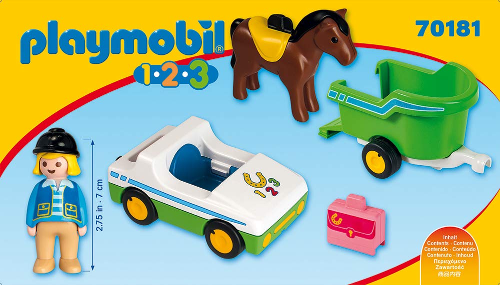 Playmobil 70181 1.2.3 Car with Horse Trailer, Fun Imaginative Role-Play, PlaySets Suitable for Children Ages 4+ - Image 3