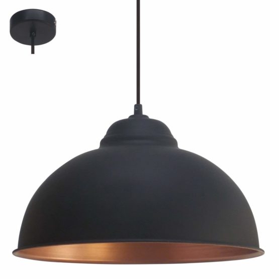 EGLO Pendant Lamp Truro 2, 1 Bulb Vintage Pendant Light in Industrial Design, Retro Hanging Ceiling Lights made of Steel, Colour: Black, Copper, Socket: E27 - Image 2